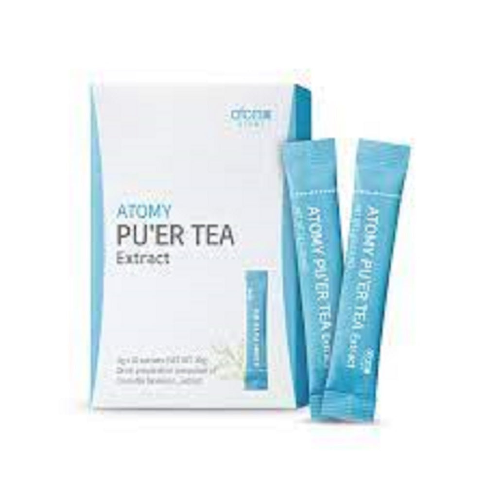 Atomry Puér Tea Extract packaging with tea sticks on a white background