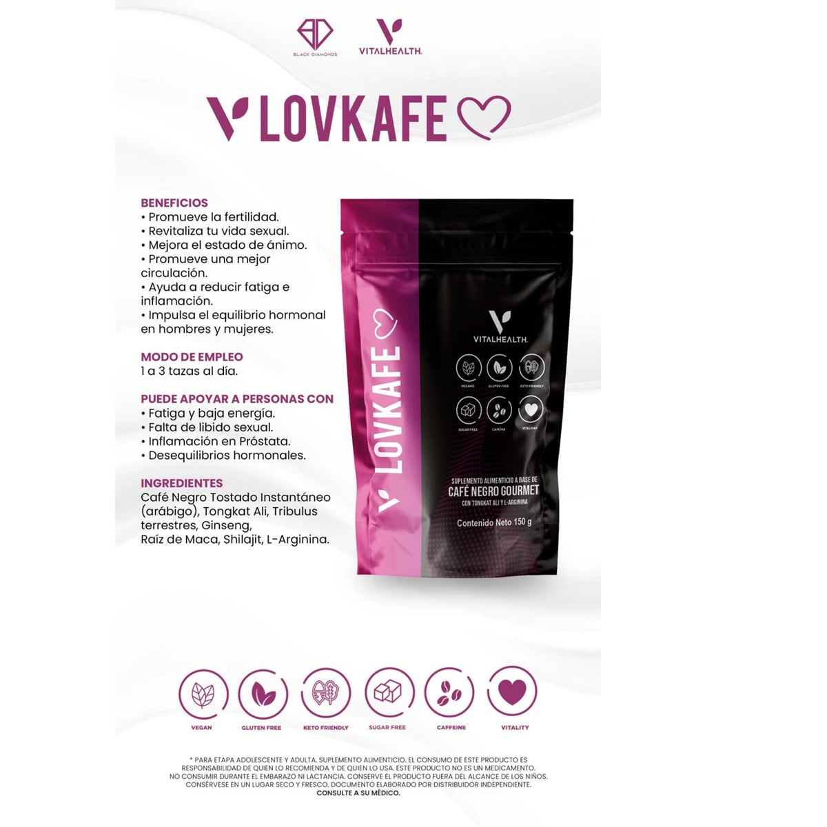 LOVKAFE product packaging with VitalHealth branding on a white background