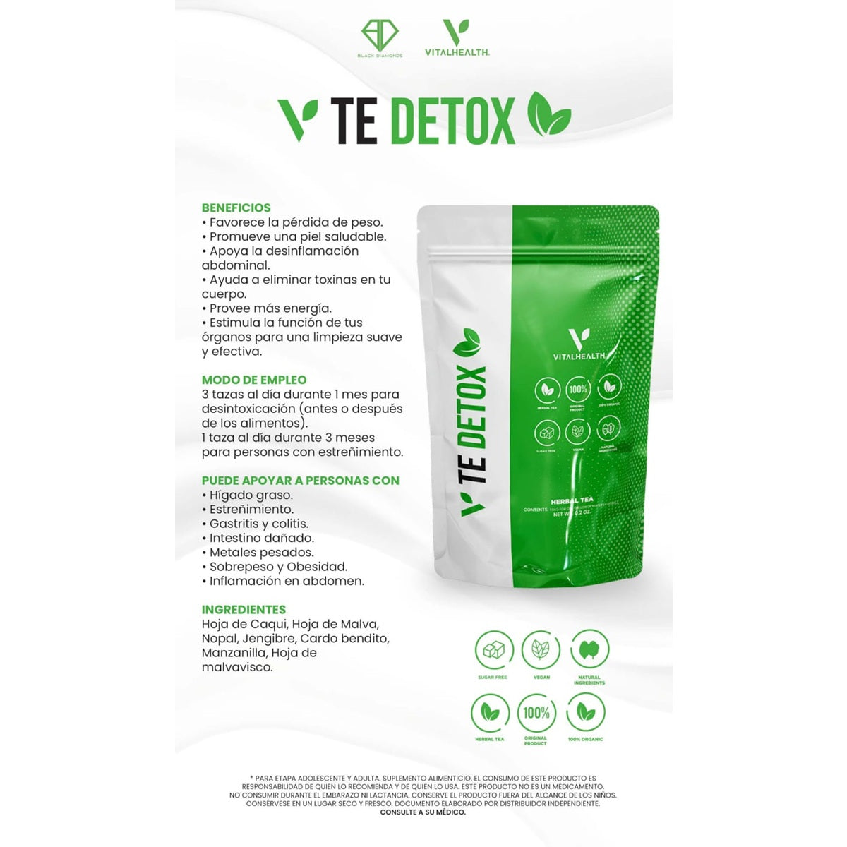 Vital Health TE Detox package with text on a white background