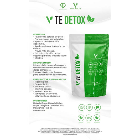 Vital Health TE Detox package with text on a white background