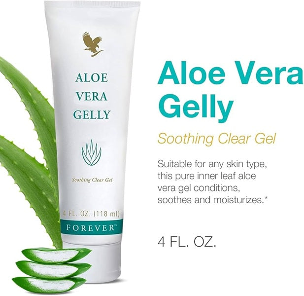Aloe Vera Gelly tube with aloe leaves on a white background