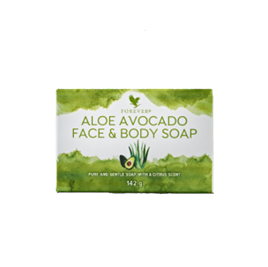Aloe Avocado Face & Body Soap packaging on a white background