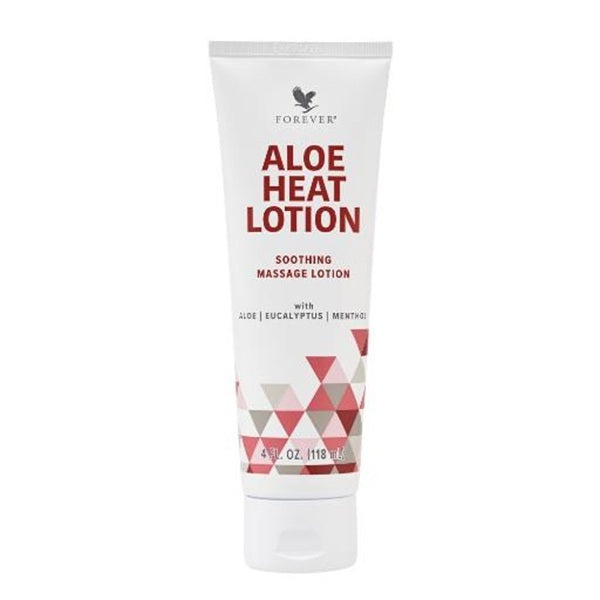 Aloe Heat Lotion tube with geometric design on a white background