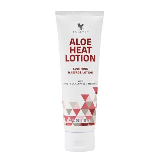 Aloe Heat Lotion tube with geometric design on a white background