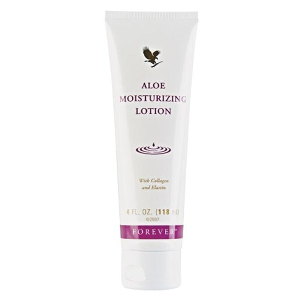 Aloe moisturizing lotion tube on a white background