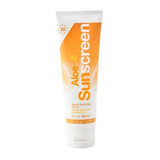 Tube of Aloe Sunscreen on a white background