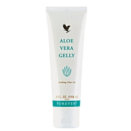 Tube of Aloe Vera Gelly with 'Forever' branding on a white background