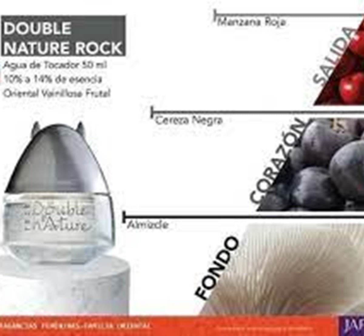 Product packaging with text and images of fruits on a white background