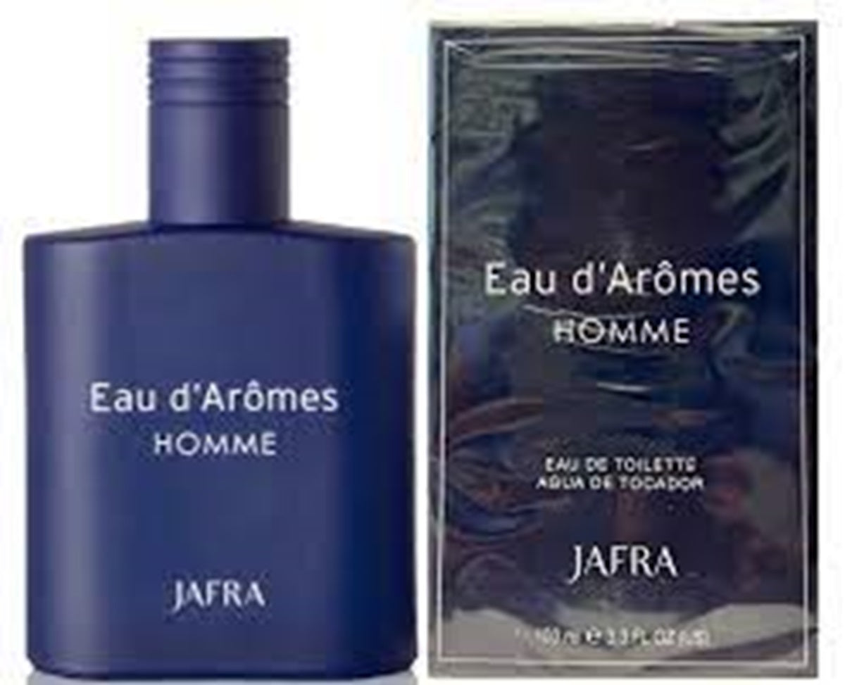 Jafra Eau d'Aromes Homme perfume bottle and packaging on a white background