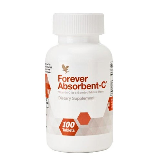 Supplement bottle labeled 'Forever Absorbent-C' on a white background