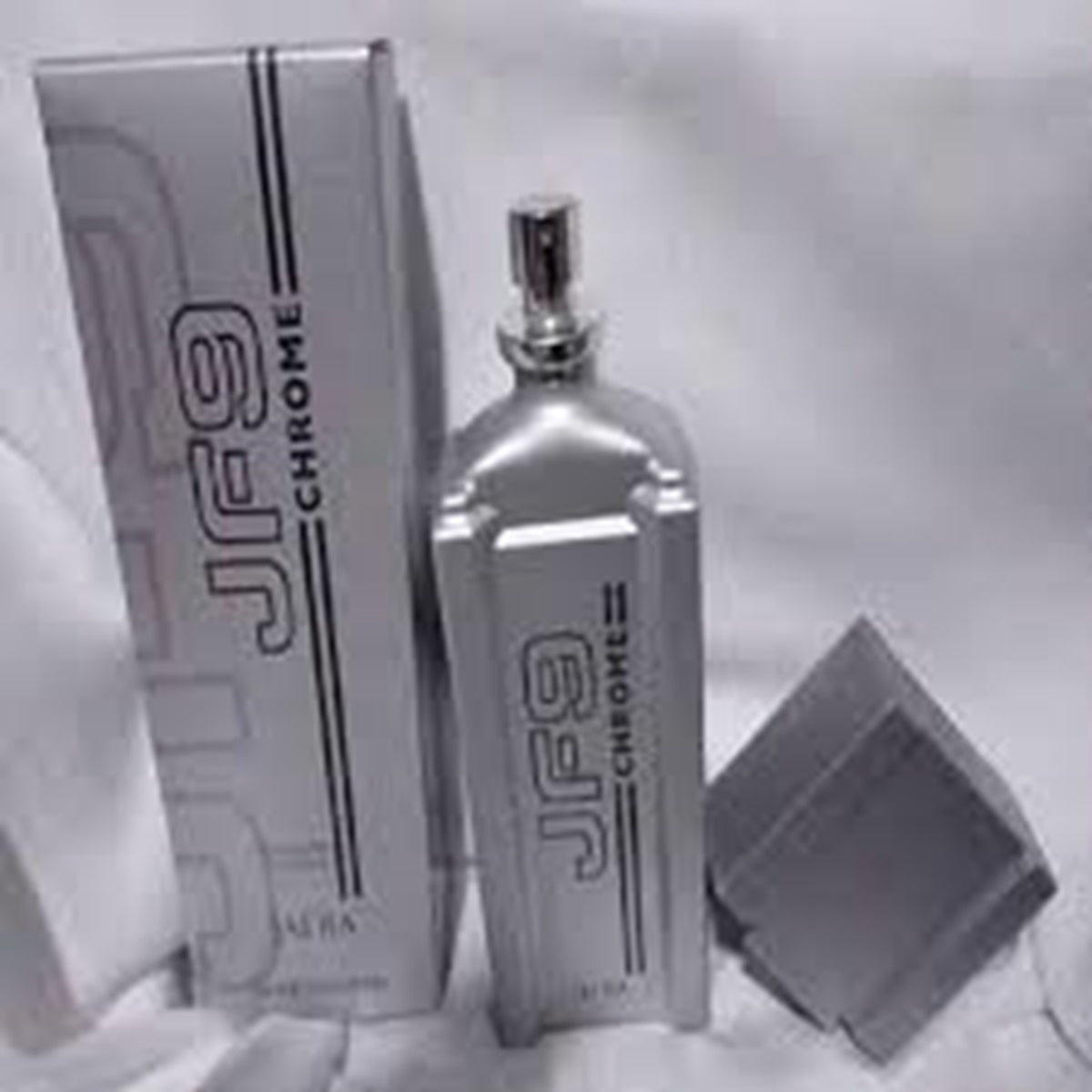Chrome car care product with packaging on a white background