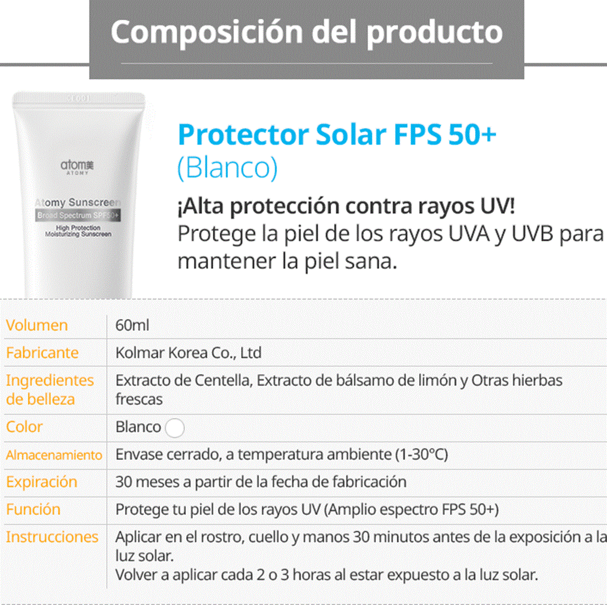 PROTECTOR SOLAR ATOMY SOLO EN FRAGANCIASVERO