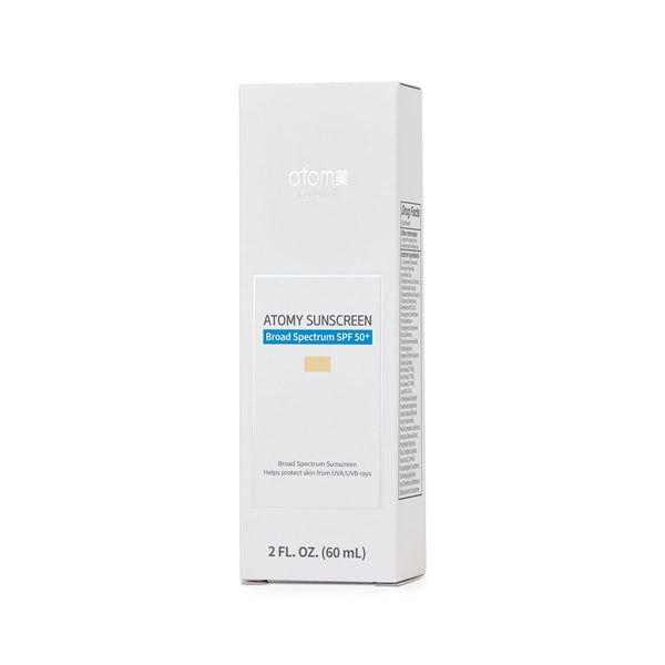Atom skincare box with Atomy Sunscreen on a white background