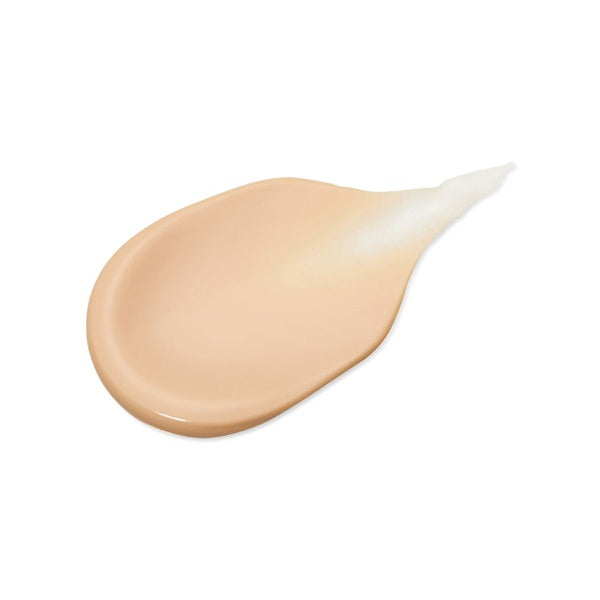 Beige makeup product on a white background