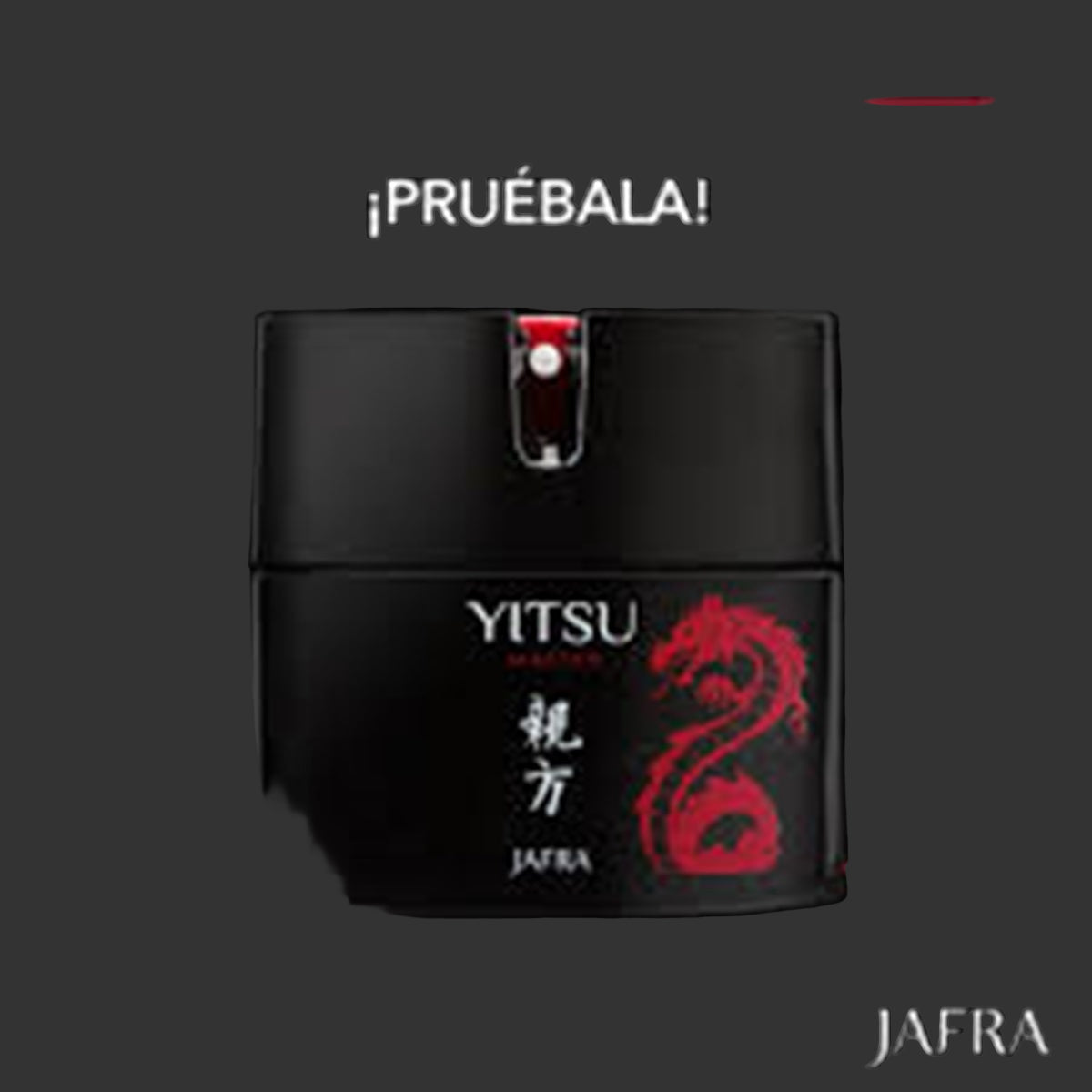 Black container with red dragon design and 'Yitsu' branding on a black background